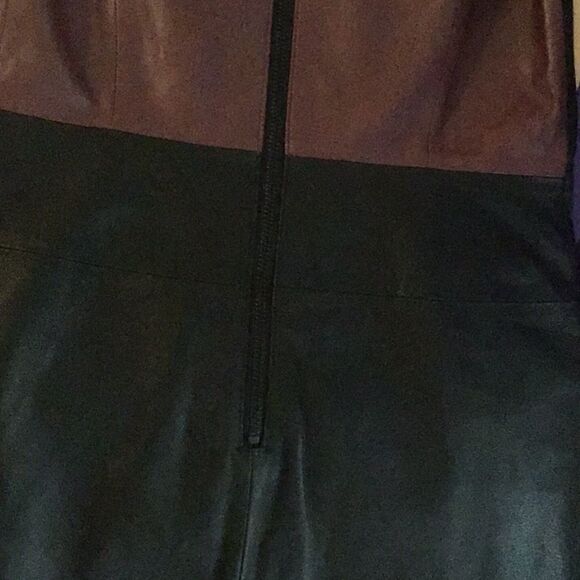 Genuine Leather sheath dress Tristan colorblock black &maroon size 2 power dress - Picture 9 of 16